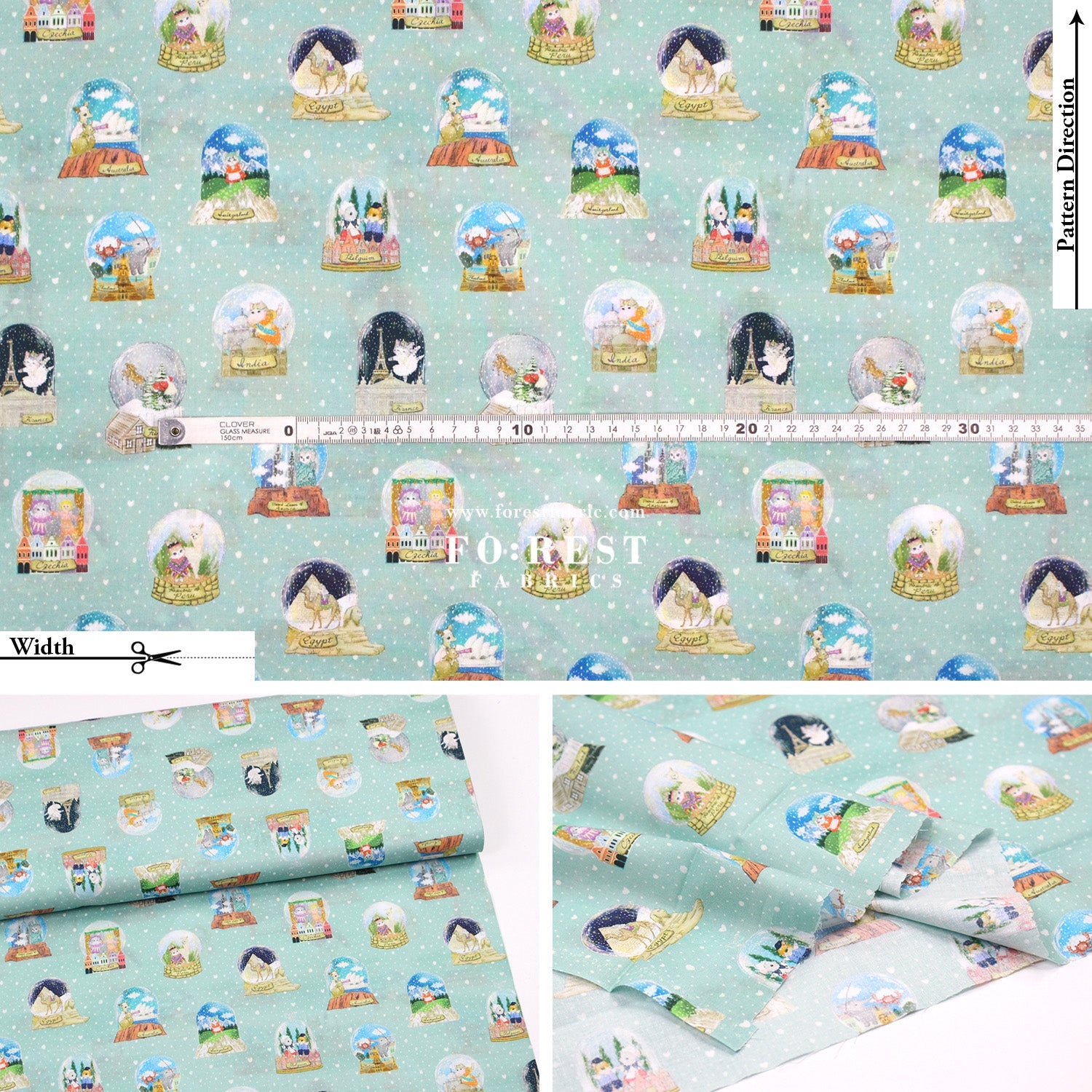 cotton - Magical Snow Globes fabric - FO:REST Fabric 布恩堂Liberty fabrictana lawnjapanese fabricykk zipper