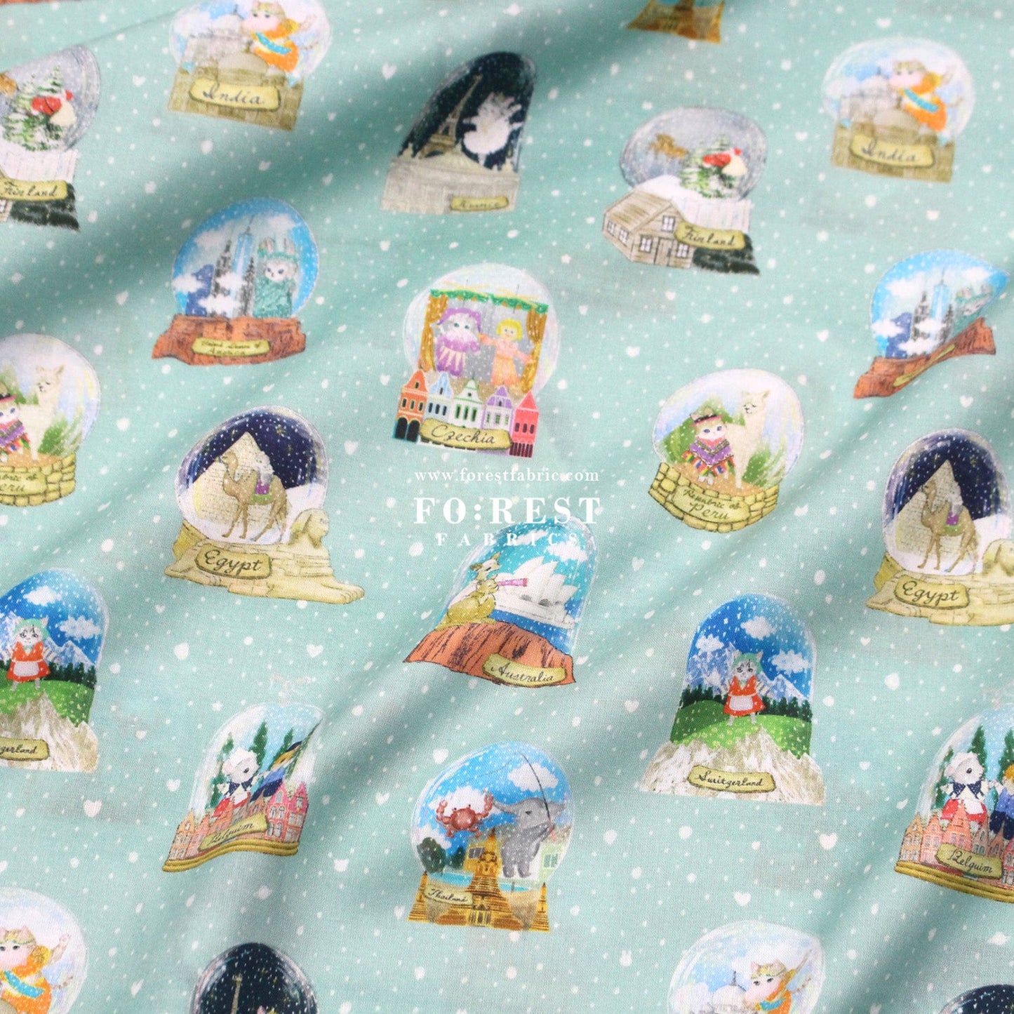 cotton - Magical Snow Globes fabric - FO:REST Fabric 布恩堂Liberty fabrictana lawnjapanese fabricykk zipper