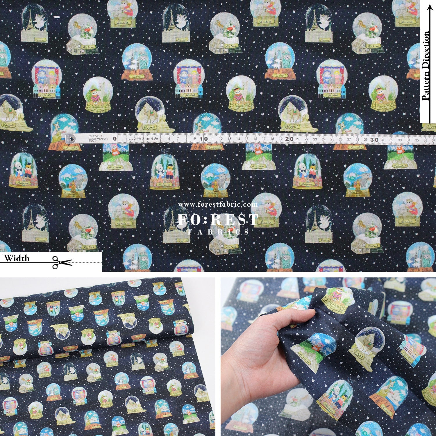 cotton - Magical Snow Globes fabric - FO:REST Fabric 布恩堂Liberty fabrictana lawnjapanese fabricykk zipper