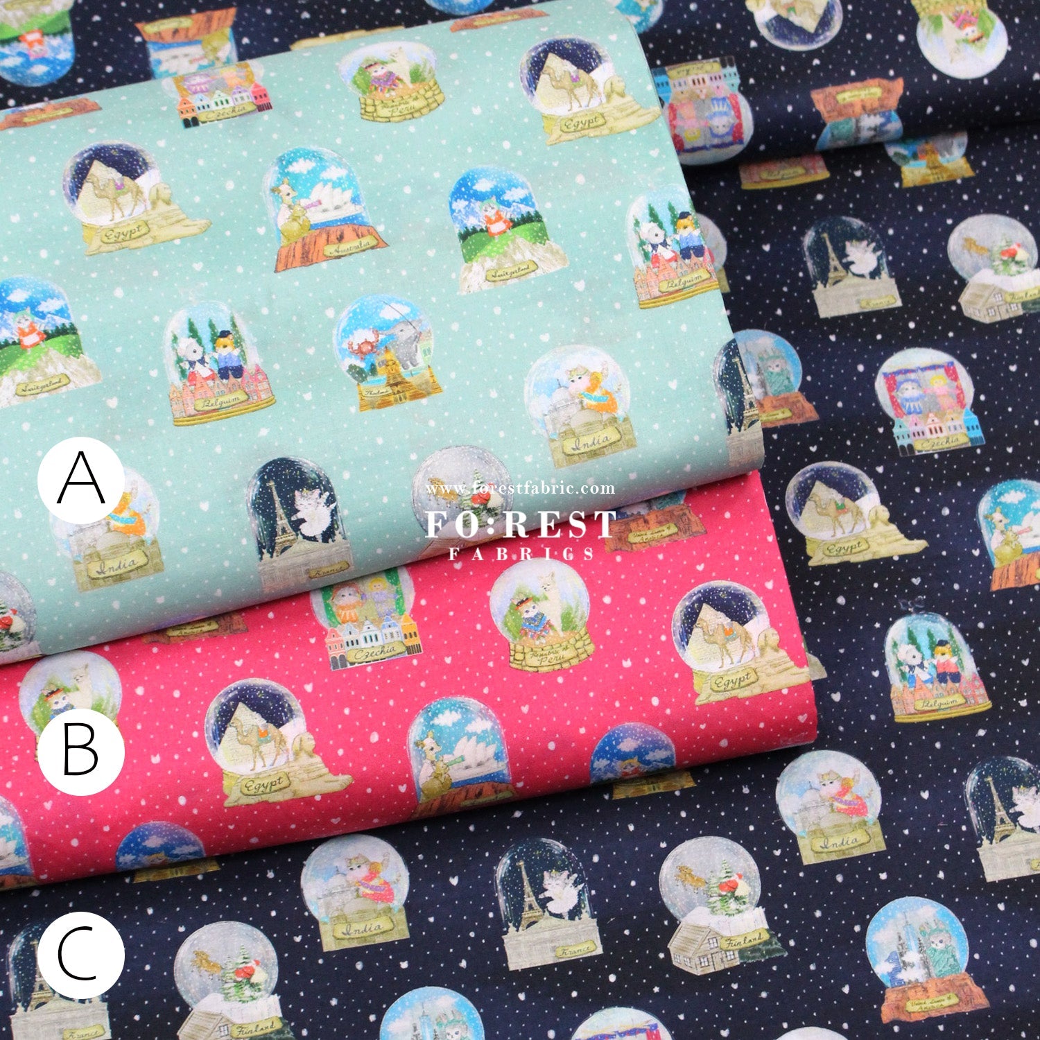cotton - Magical Snow Globes fabric - FO:REST Fabric 布恩堂Liberty fabrictana lawnjapanese fabricykk zipper