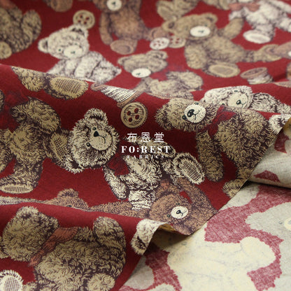 Cotton - Make A Teddy Bear Fabric Wine