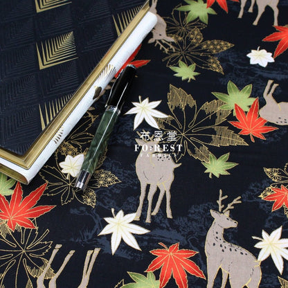 cotton - Maple and deer fabric Black - FO:REST Fabric 布恩堂Liberty fabrictana lawnjapanese fabricykk zipper