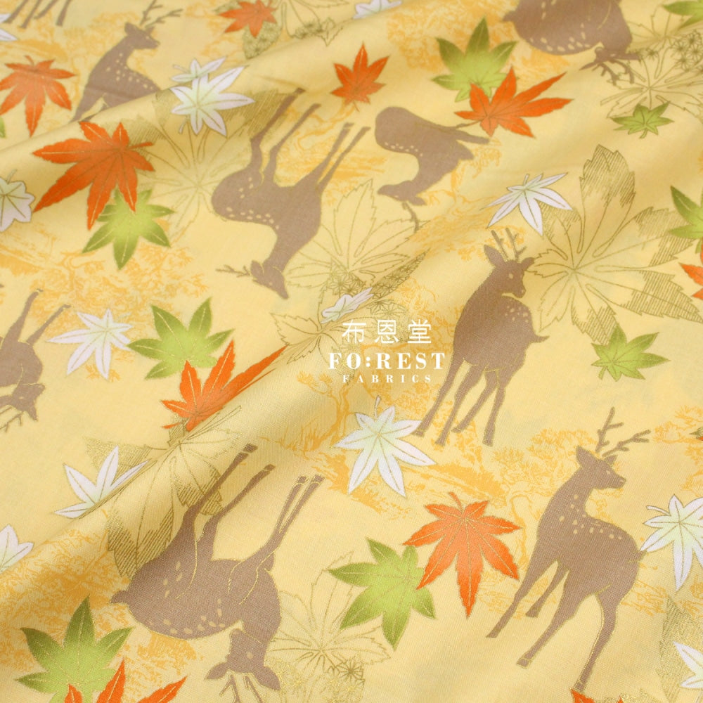 Cotton - Maple And Deer Fabric Ginkgo