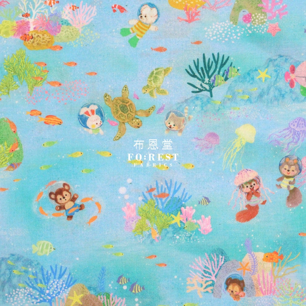 Cotton - Marine Game Fabric Blue Lawn