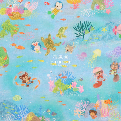 Cotton - Marine Game Fabric Blue Lawn