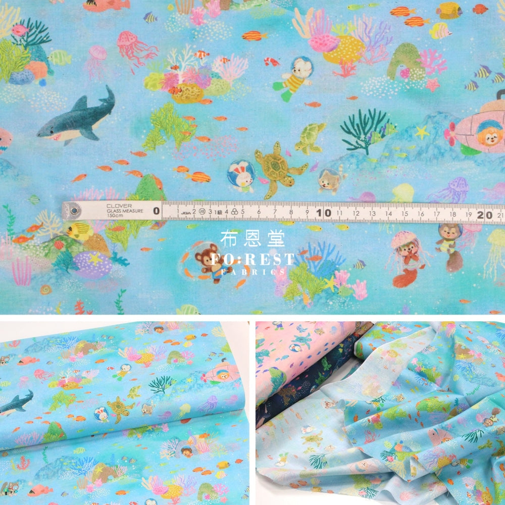 Cotton - Marine Game Fabric Blue Lawn