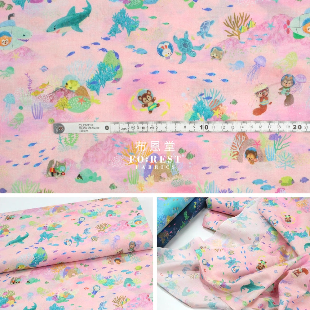 Cotton - Marine Game Fabric Pink Linen