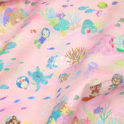 Cotton - Marine Game Fabric Pink Linen