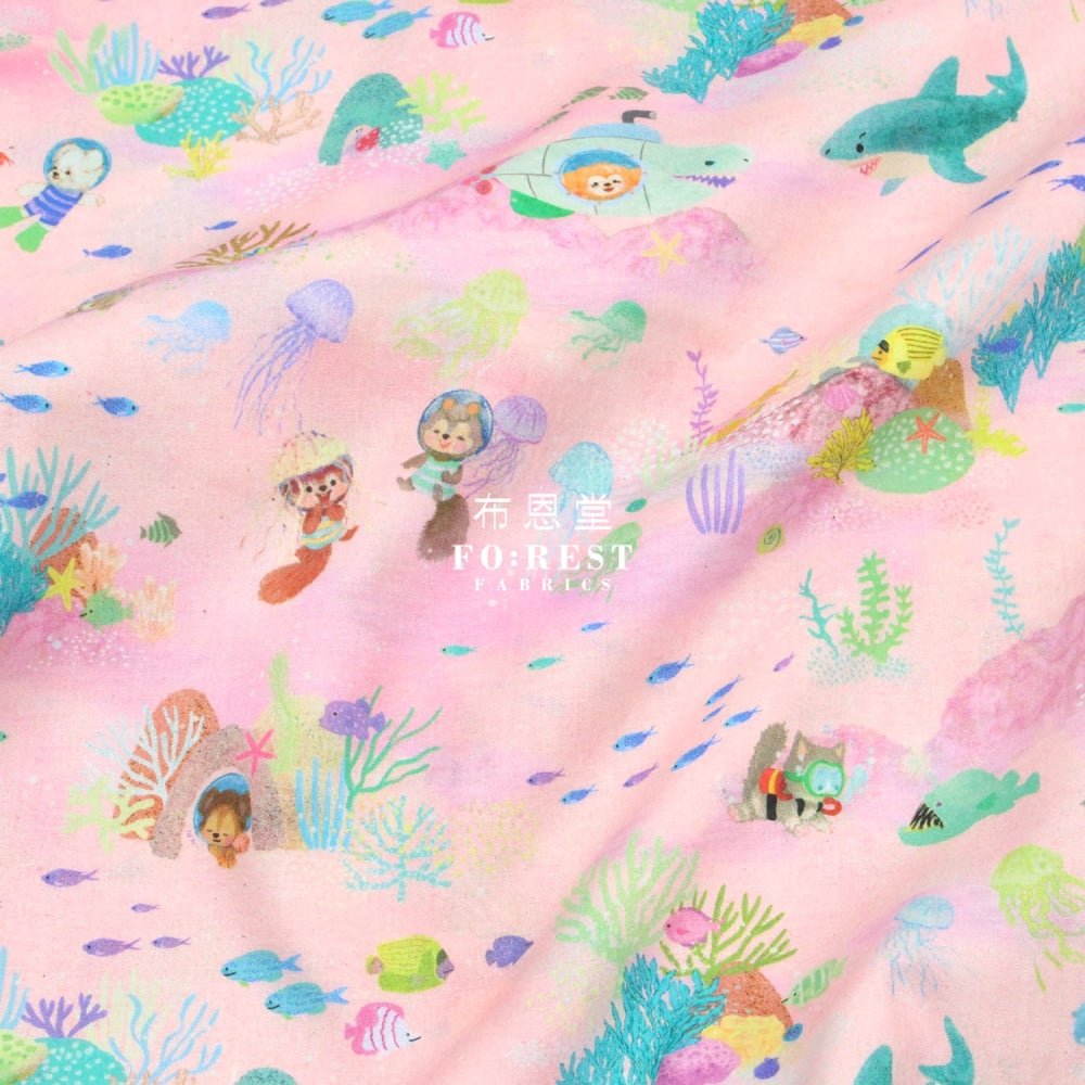 cotton - Marine game fabric Pink - FO:REST Fabric 布恩堂Liberty fabrictana lawnjapanese fabricykk zipper