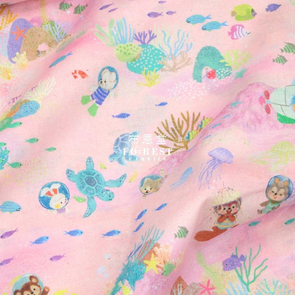 cotton - Marine game fabric Pink - FO:REST Fabric 布恩堂Liberty fabrictana lawnjapanese fabricykk zipper