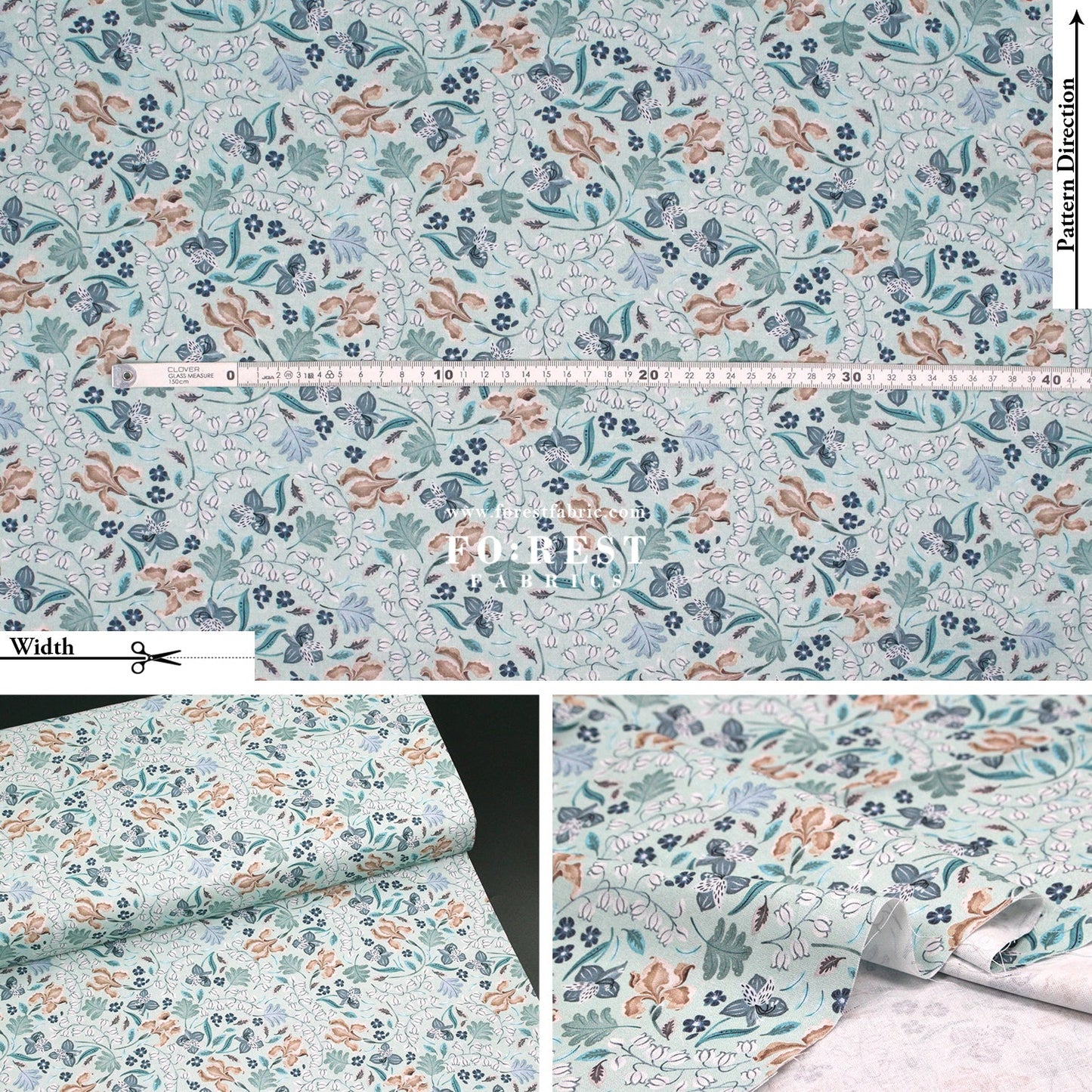 cotton - Meadow Mint - FO:REST Fabric 布恩堂Liberty fabrictana lawnjapanese fabricykk zipper