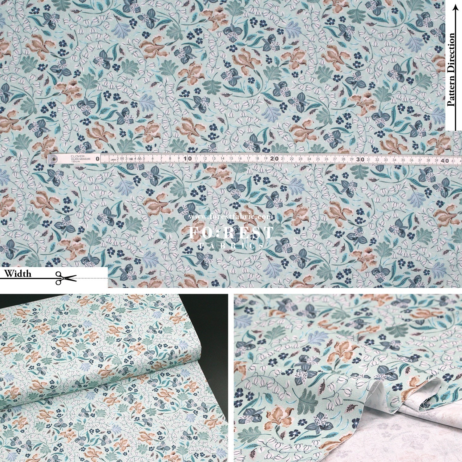 cotton - Meadow Mint - FO:REST Fabric 布恩堂Liberty fabrictana lawnjapanese fabricykk zipper