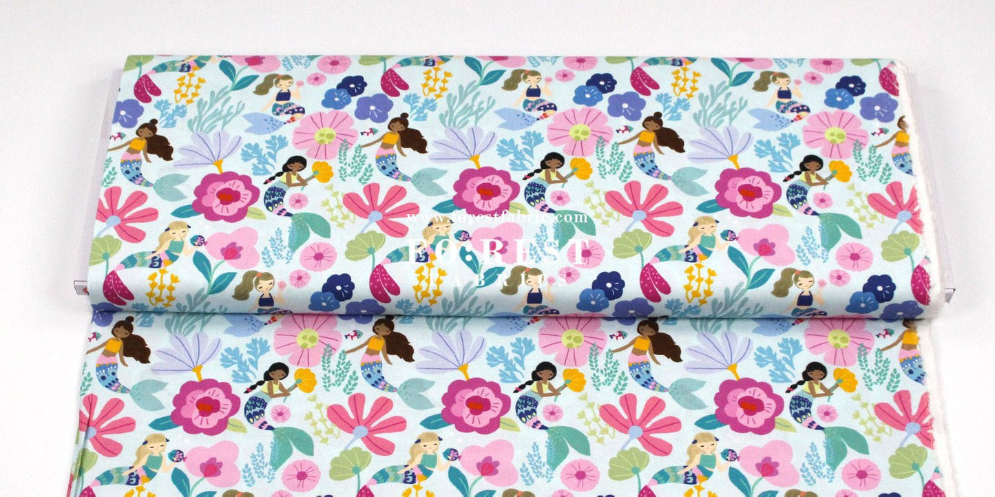 cotton - Mermaid Flower fabric - FO:REST Fabric 布恩堂Liberty fabrictana lawnjapanese fabricykk zipper