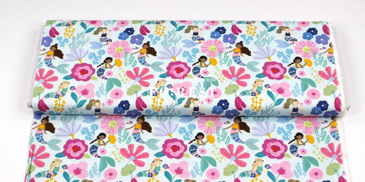 cotton - Mermaid Flower fabric - FO:REST Fabric 布恩堂Liberty fabrictana lawnjapanese fabricykk zipper
