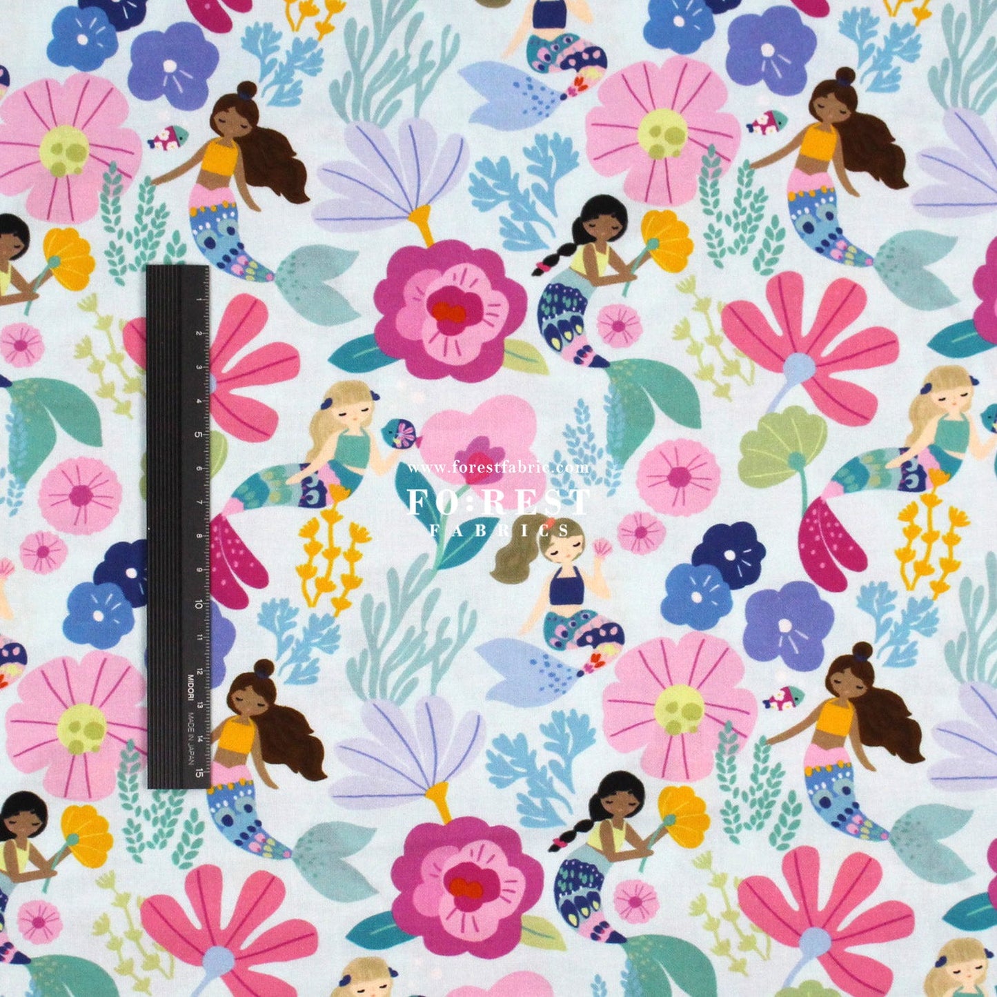 cotton - Mermaid Flower fabric - FO:REST Fabric 布恩堂Liberty fabrictana lawnjapanese fabricykk zipper