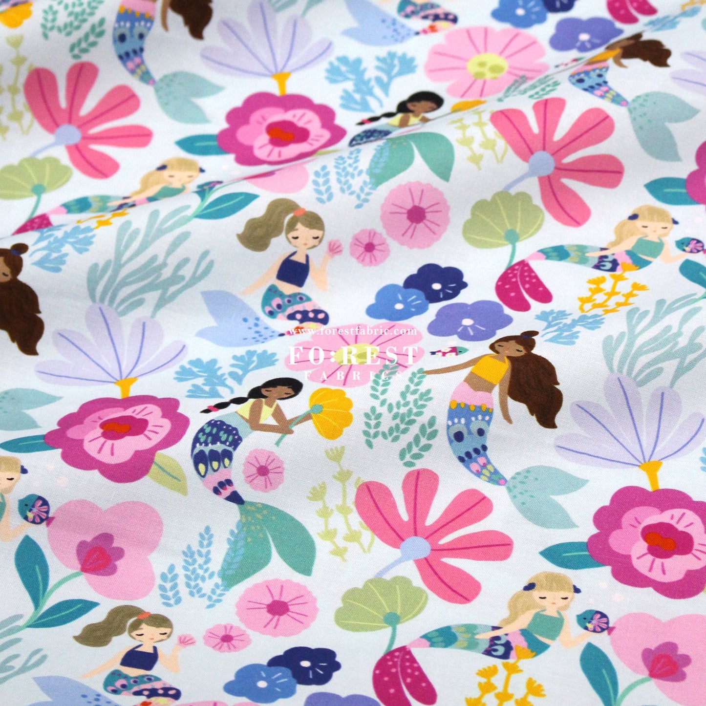 cotton - Mermaid Flower fabric - FO:REST Fabric 布恩堂Liberty fabrictana lawnjapanese fabricykk zipper