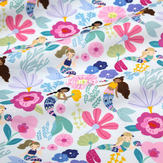 cotton - Mermaid Flower fabric - FO:REST Fabric 布恩堂Liberty fabrictana lawnjapanese fabricykk zipper
