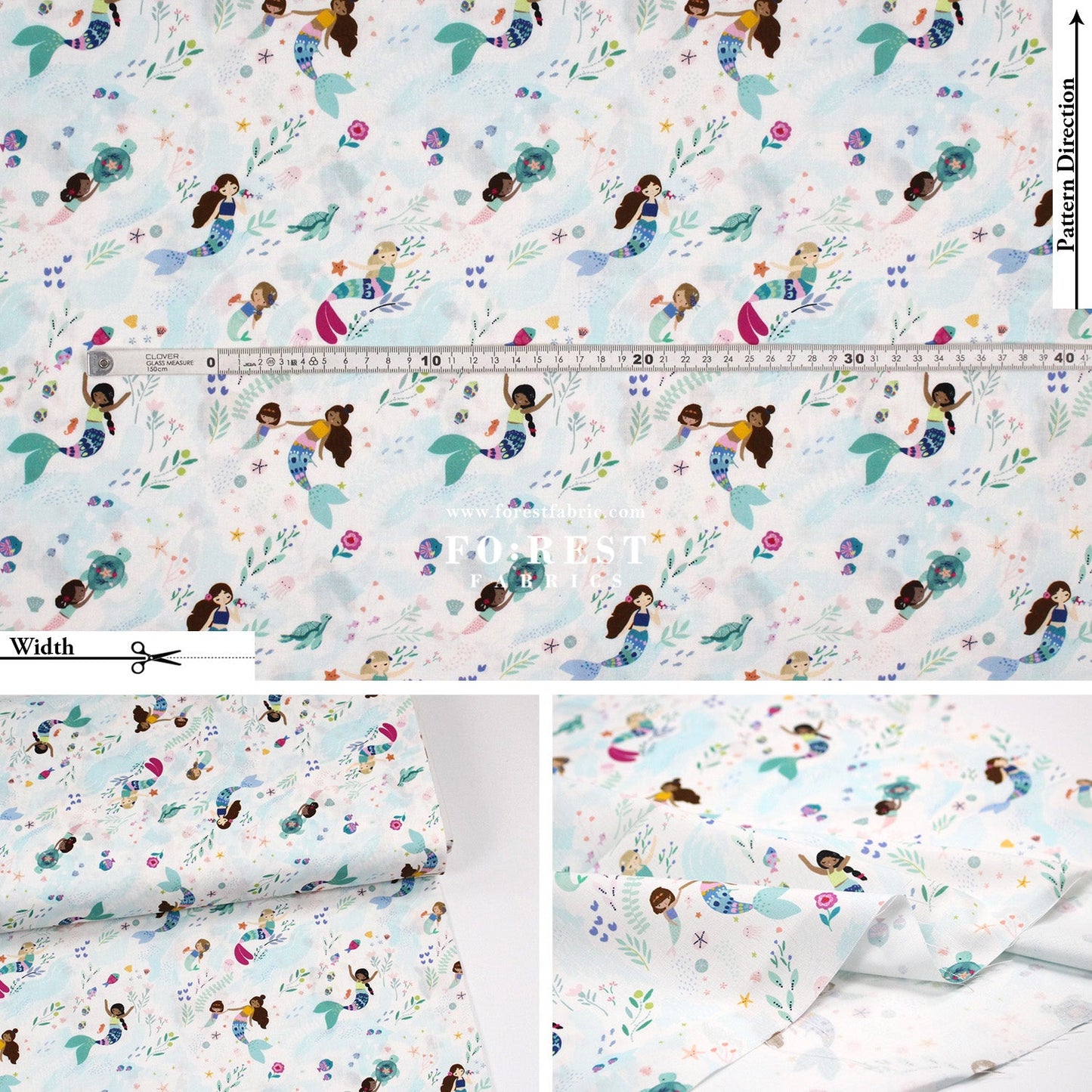 cotton - Mermaid Sea fabric - FO:REST Fabric 布恩堂Liberty fabrictana lawnjapanese fabricykk zipper