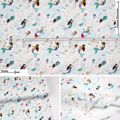 cotton - Mermaid Sea fabric - FO:REST Fabric 布恩堂Liberty fabrictana lawnjapanese fabricykk zipper