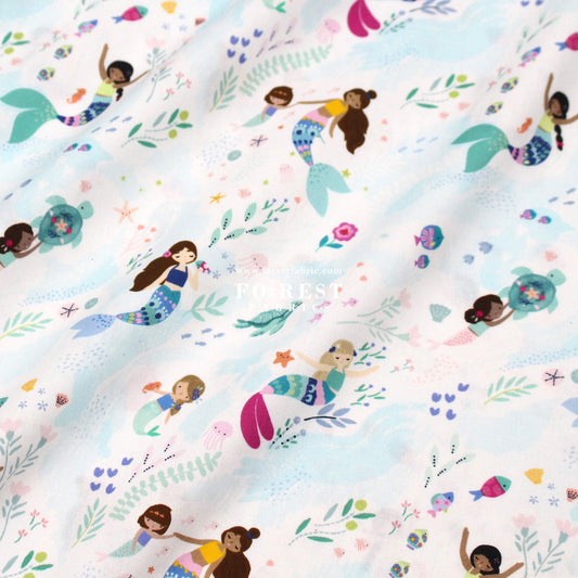 cotton - Mermaid Sea fabric - FO:REST Fabric 布恩堂Liberty fabrictana lawnjapanese fabricykk zipper