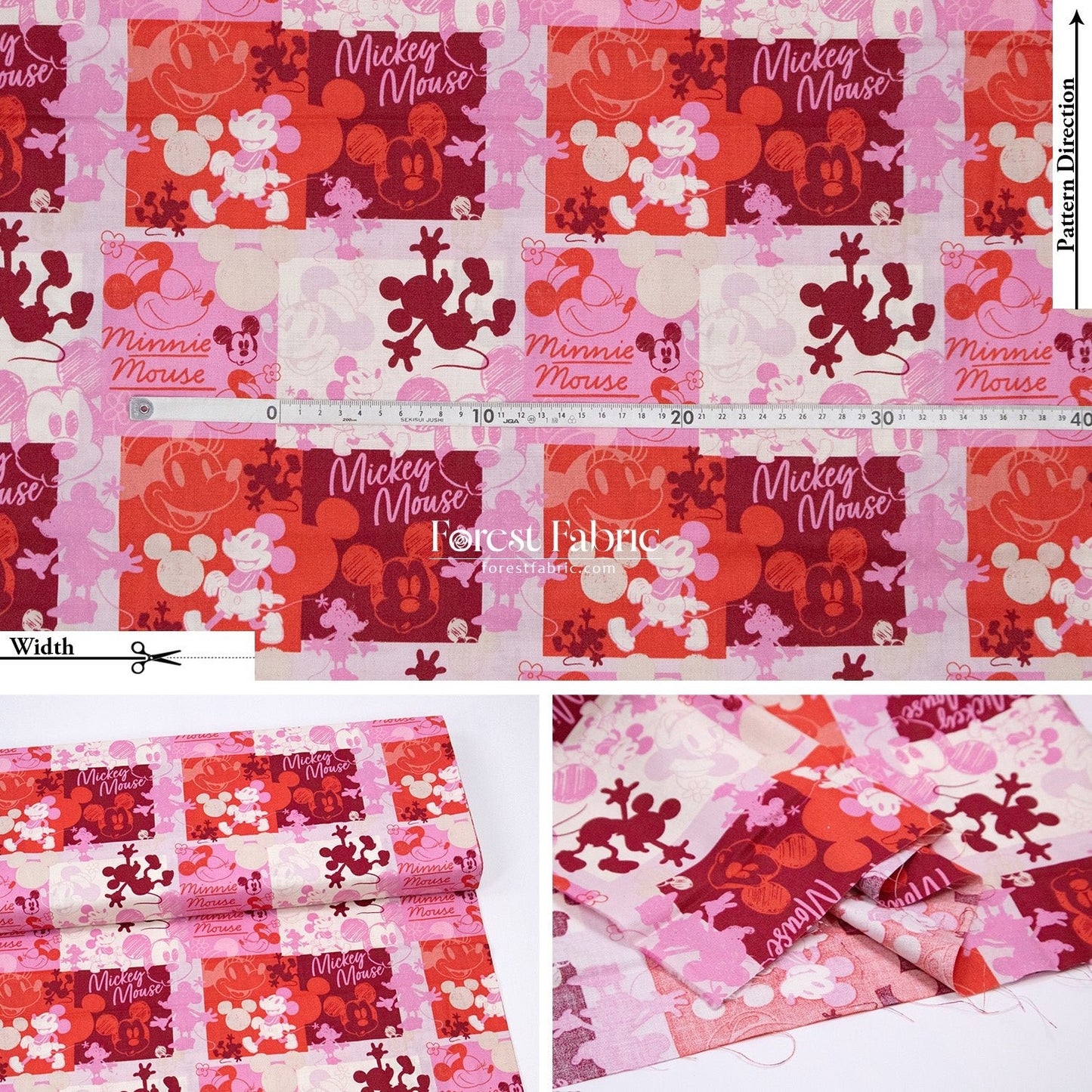 cotton - mickey and minnie fabric - FO:REST Fabric 布恩堂Liberty fabrictana lawnjapanese fabricykk zipper