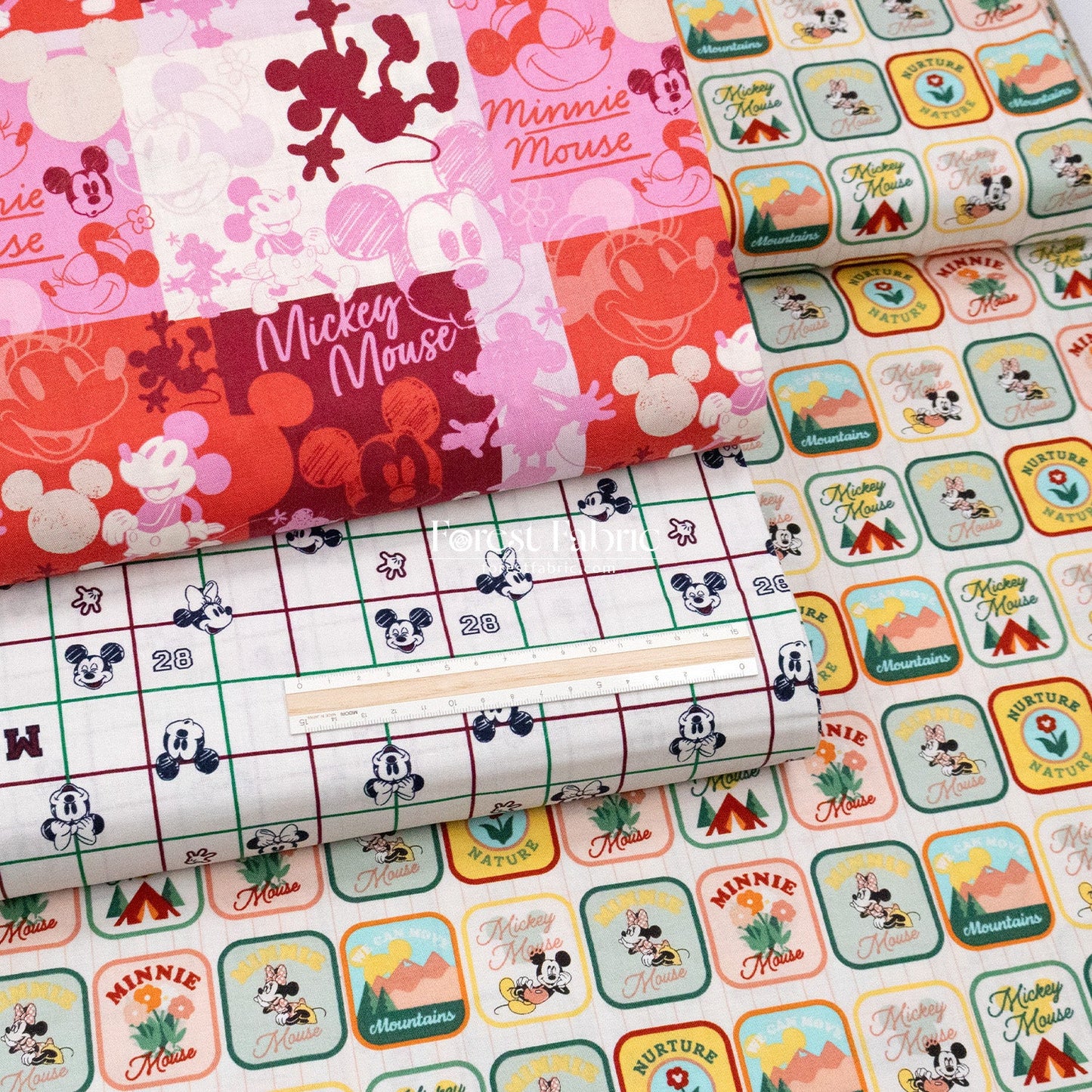 cotton - mickey and minnie fabric - FO:REST Fabric 布恩堂Liberty fabrictana lawnjapanese fabricykk zipper