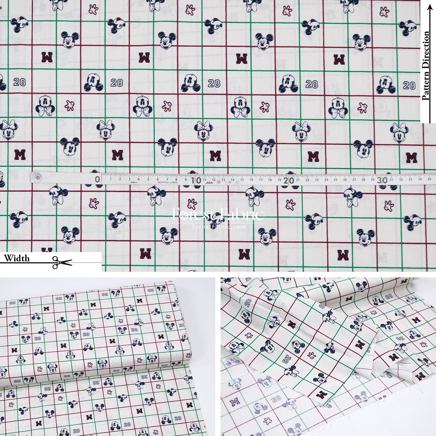 cotton - mickey and minnie fabric - FO:REST Fabric 布恩堂Liberty fabrictana lawnjapanese fabricykk zipper