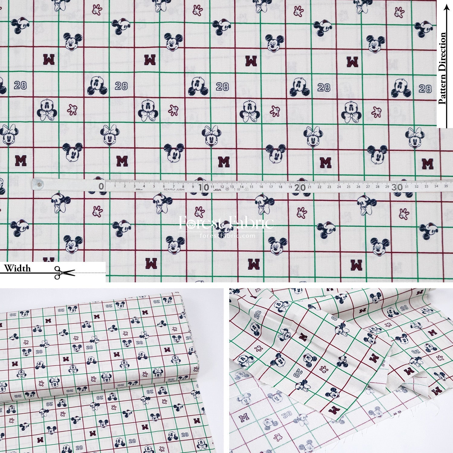 cotton - mickey and minnie fabric - FO:REST Fabric 布恩堂Liberty fabrictana lawnjapanese fabricykk zipper