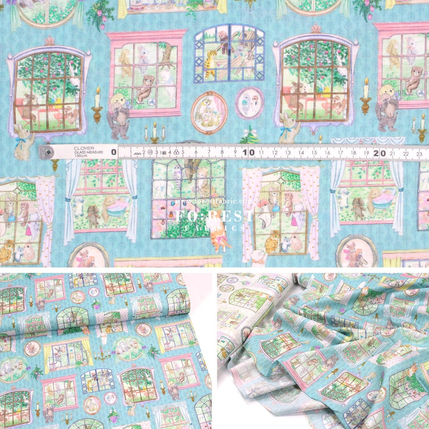 cotton - Movie studio fabric Blue - FO:REST Fabric 布恩堂Liberty fabrictana lawnjapanese fabricykk zipper