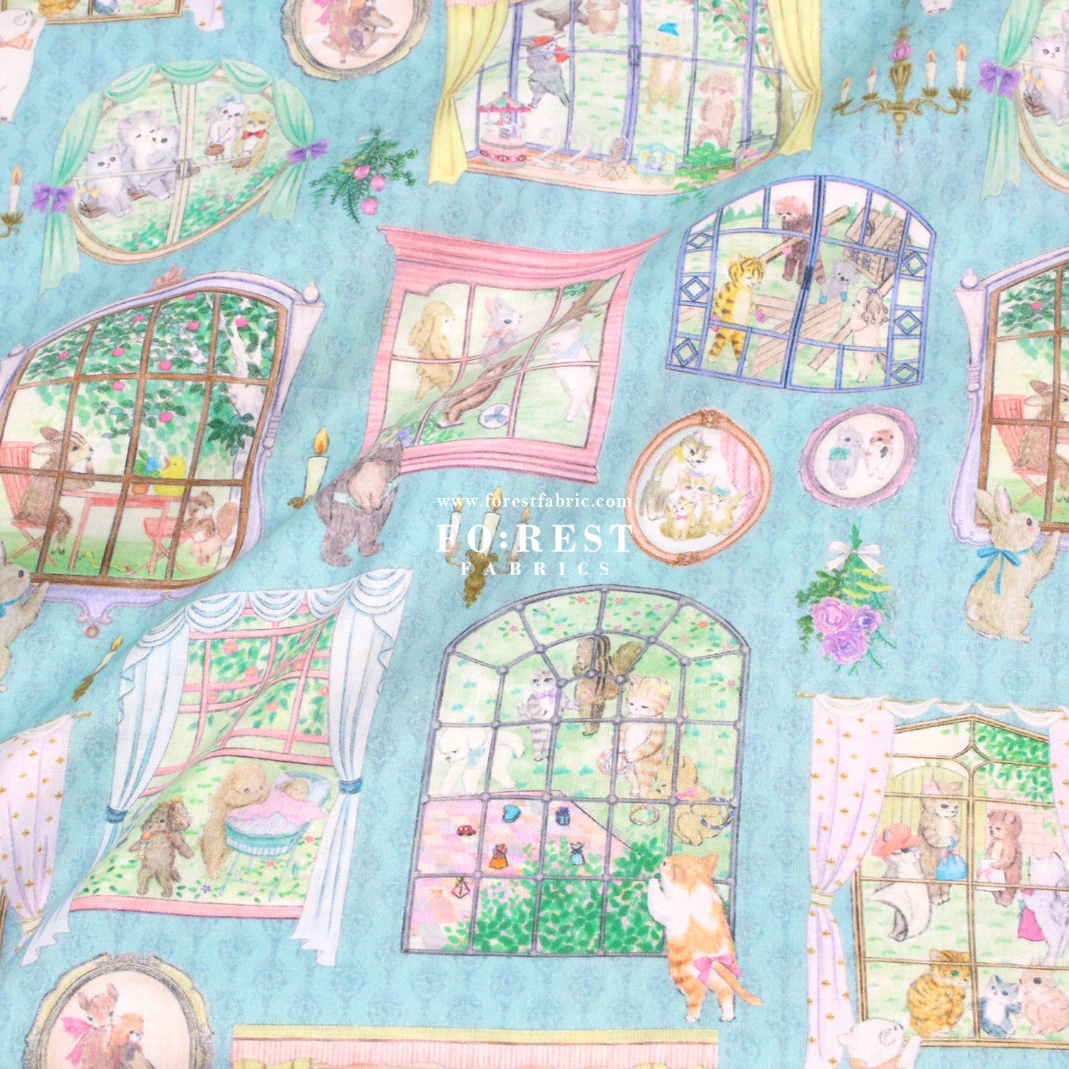 cotton - Movie studio fabric Blue - FO:REST Fabric 布恩堂Liberty fabrictana lawnjapanese fabricykk zipper