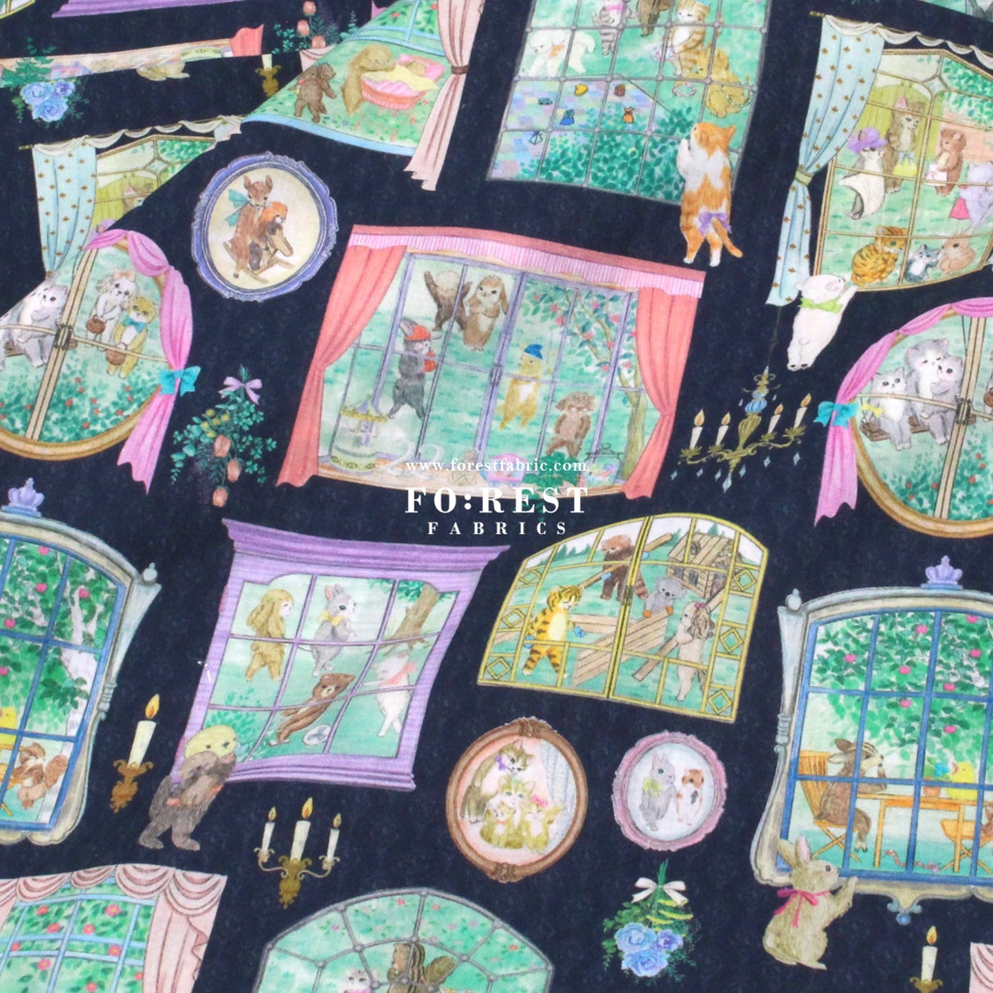 cotton - Movie studio fabric Navy - FO:REST Fabric 布恩堂Liberty fabrictana lawnjapanese fabricykk zipper