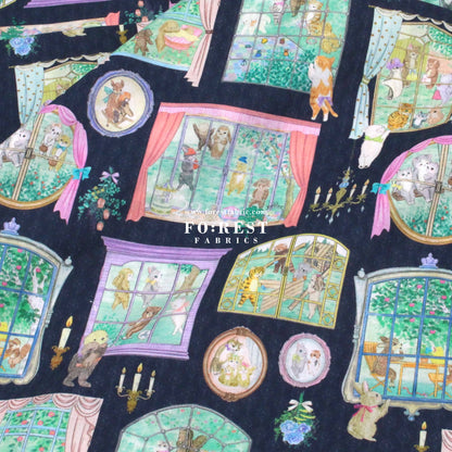 cotton - Movie studio fabric Navy - FO:REST Fabric 布恩堂Liberty fabrictana lawnjapanese fabricykk zipper
