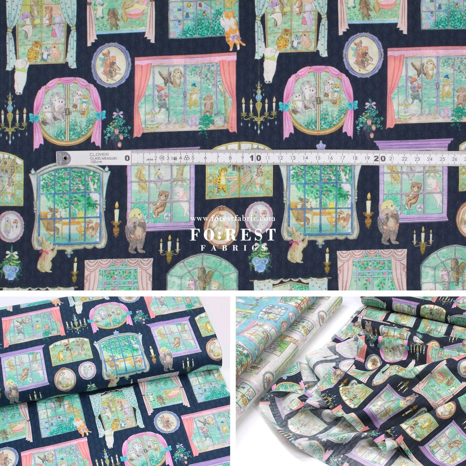 cotton - Movie studio fabric Navy - FO:REST Fabric 布恩堂Liberty fabrictana lawnjapanese fabricykk zipper