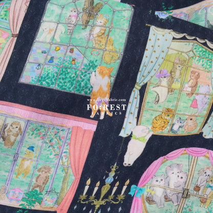 cotton - Movie studio fabric Navy - FO:REST Fabric 布恩堂Liberty fabrictana lawnjapanese fabricykk zipper