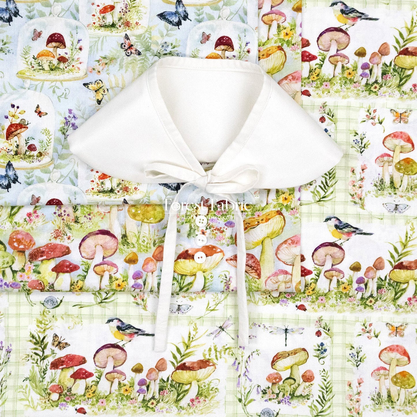 cotton - Mushroom fabric - FO:REST Fabric 布恩堂Liberty fabrictana lawnjapanese fabricykk zipper