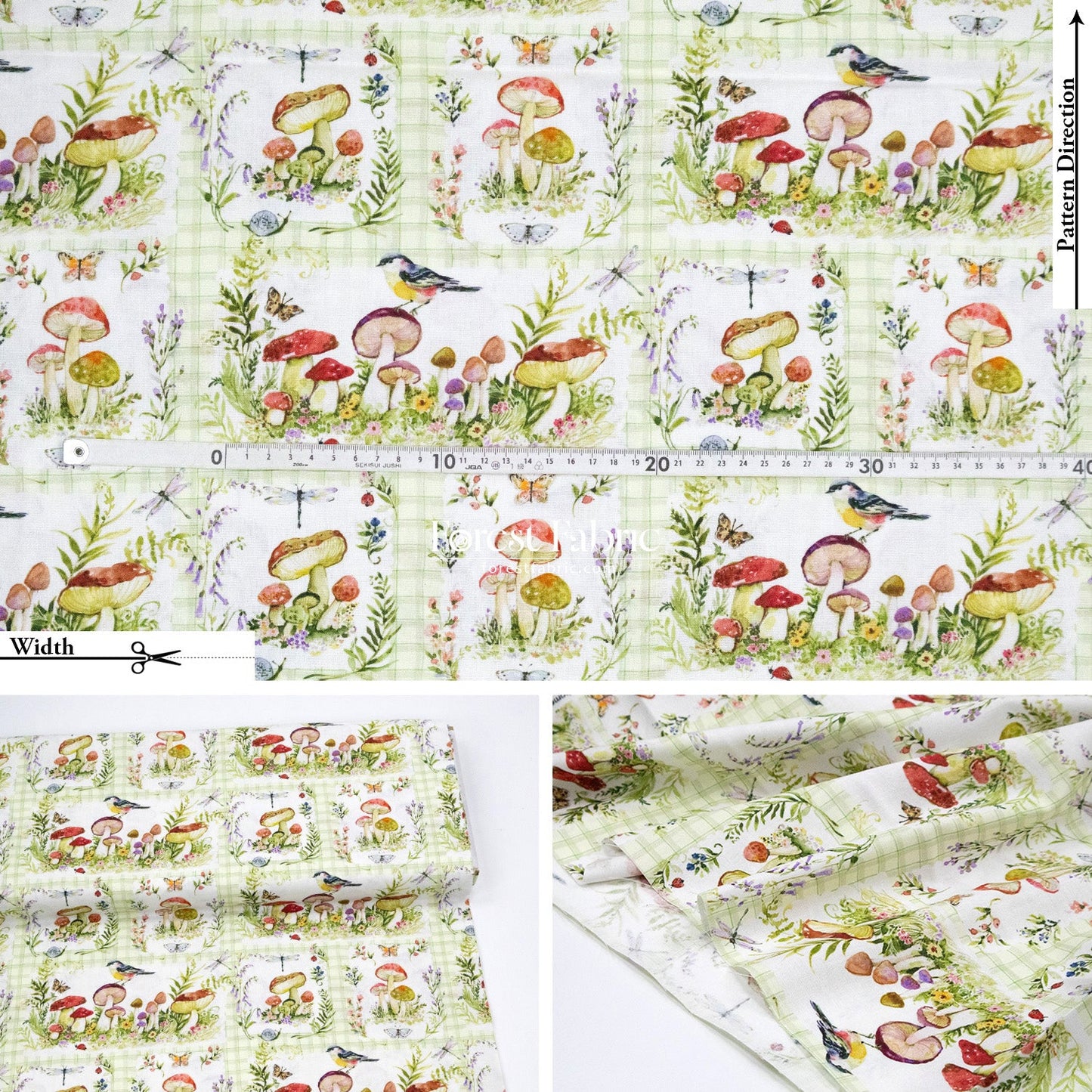 cotton - Mushroom fabric - FO:REST Fabric 布恩堂Liberty fabrictana lawnjapanese fabricykk zipper