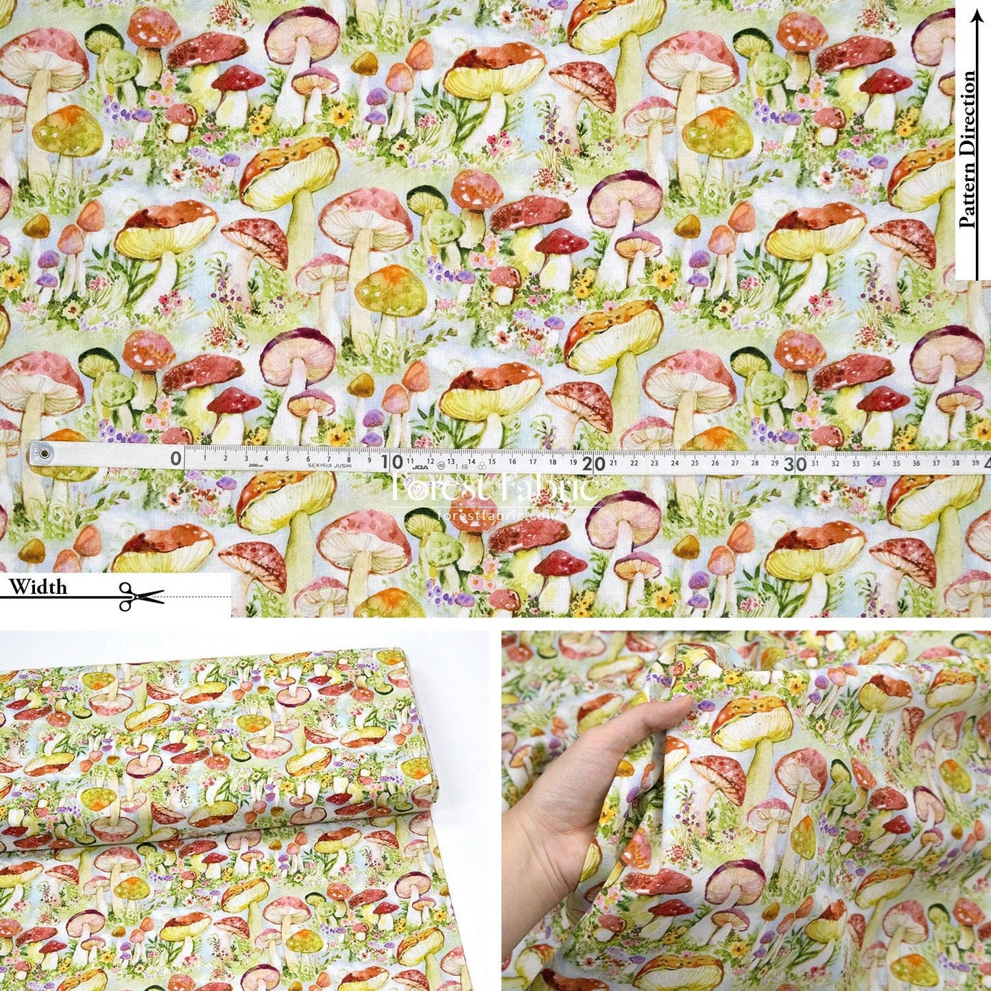 cotton - Mushroom fabric - FO:REST Fabric 布恩堂Liberty fabrictana lawnjapanese fabricykk zipper