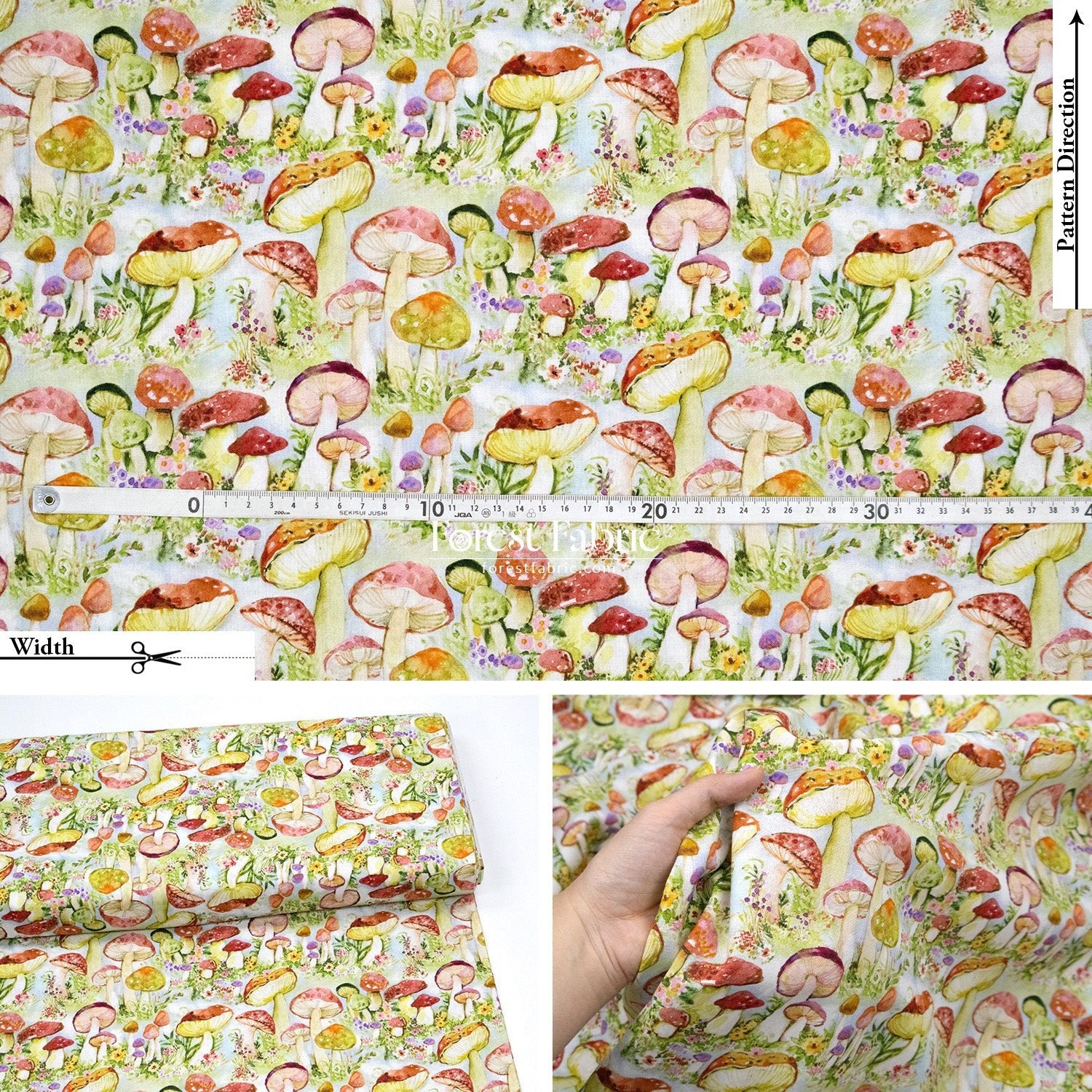 cotton - Mushroom fabric - FO:REST Fabric 布恩堂Liberty fabrictana lawnjapanese fabricykk zipper