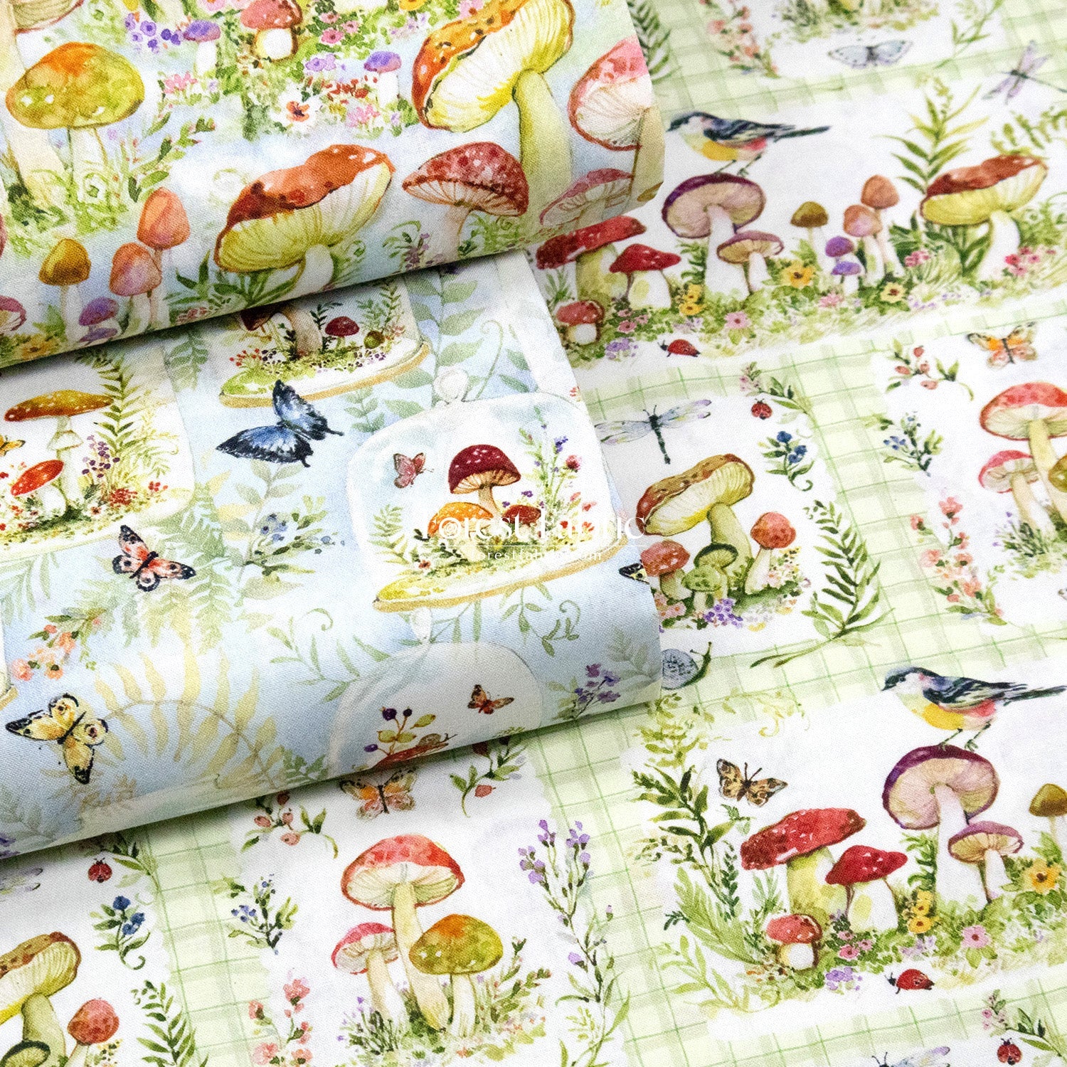 cotton - Mushroom fabric - FO:REST Fabric 布恩堂Liberty fabrictana lawnjapanese fabricykk zipper