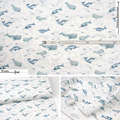 Cotton - Narwhals Float On Fabric