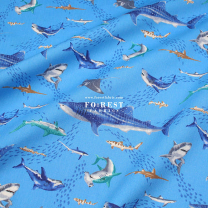 cotton - Ocean Sea fabric Blue - FO:REST Fabric 布恩堂Liberty fabrictana lawnjapanese fabricykk zipper