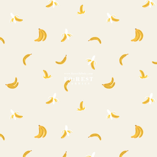 cotton - orchard Bananas - Ligh Gray Metallic fabric - FO:REST Fabric 布恩堂Liberty fabrictana lawnjapanese fabricykk zipper