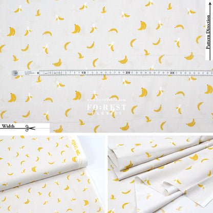 cotton - orchard Bananas - Ligh Gray Metallic fabric - FO:REST Fabric 布恩堂Liberty fabrictana lawnjapanese fabricykk zipper
