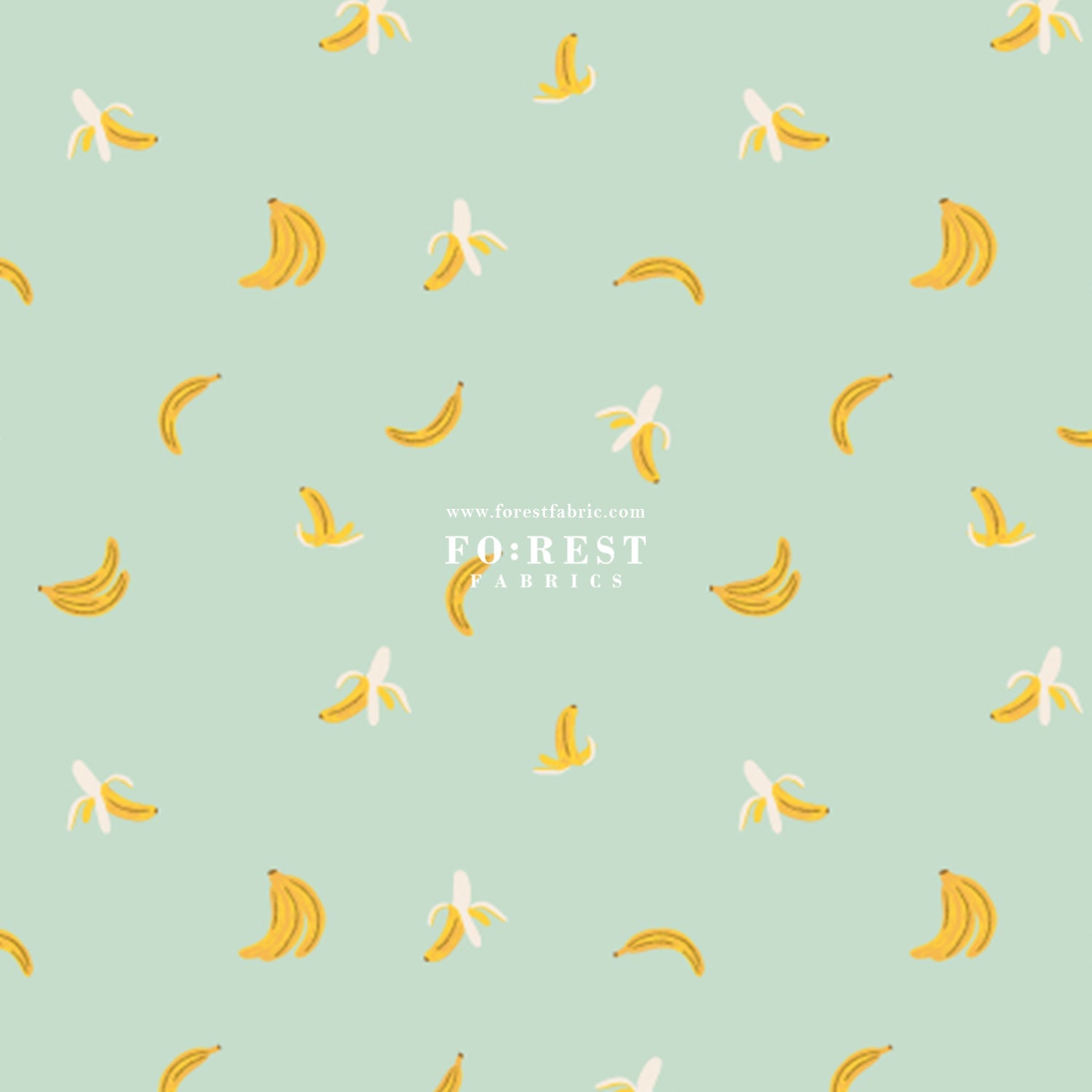 cotton - orchard Bananas - Mint Metallic fabric - FO:REST Fabric 布恩堂Liberty fabrictana lawnjapanese fabricykk zipper
