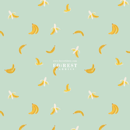 cotton - orchard Bananas - Mint Metallic fabric - FO:REST Fabric 布恩堂Liberty fabrictana lawnjapanese fabricykk zipper