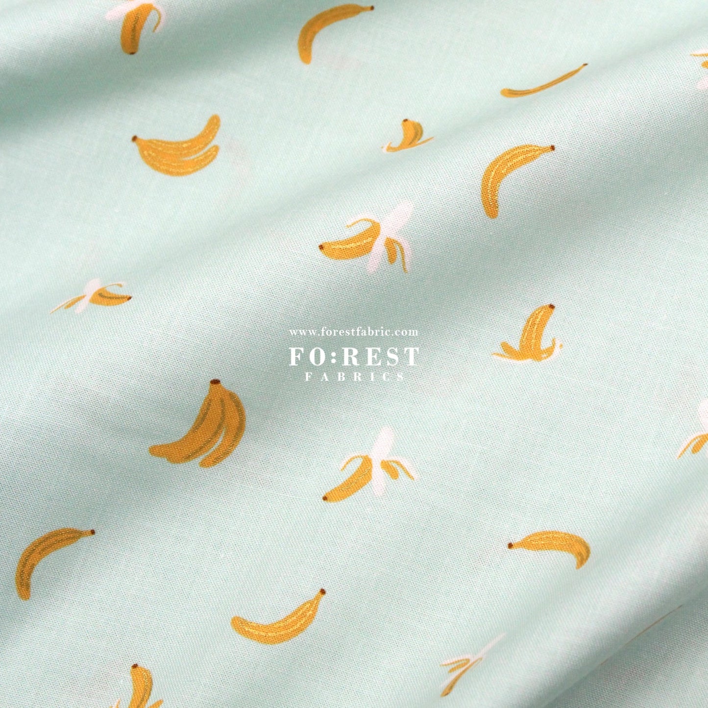 cotton - orchard Bananas - Mint Metallic fabric - FO:REST Fabric 布恩堂Liberty fabrictana lawnjapanese fabricykk zipper