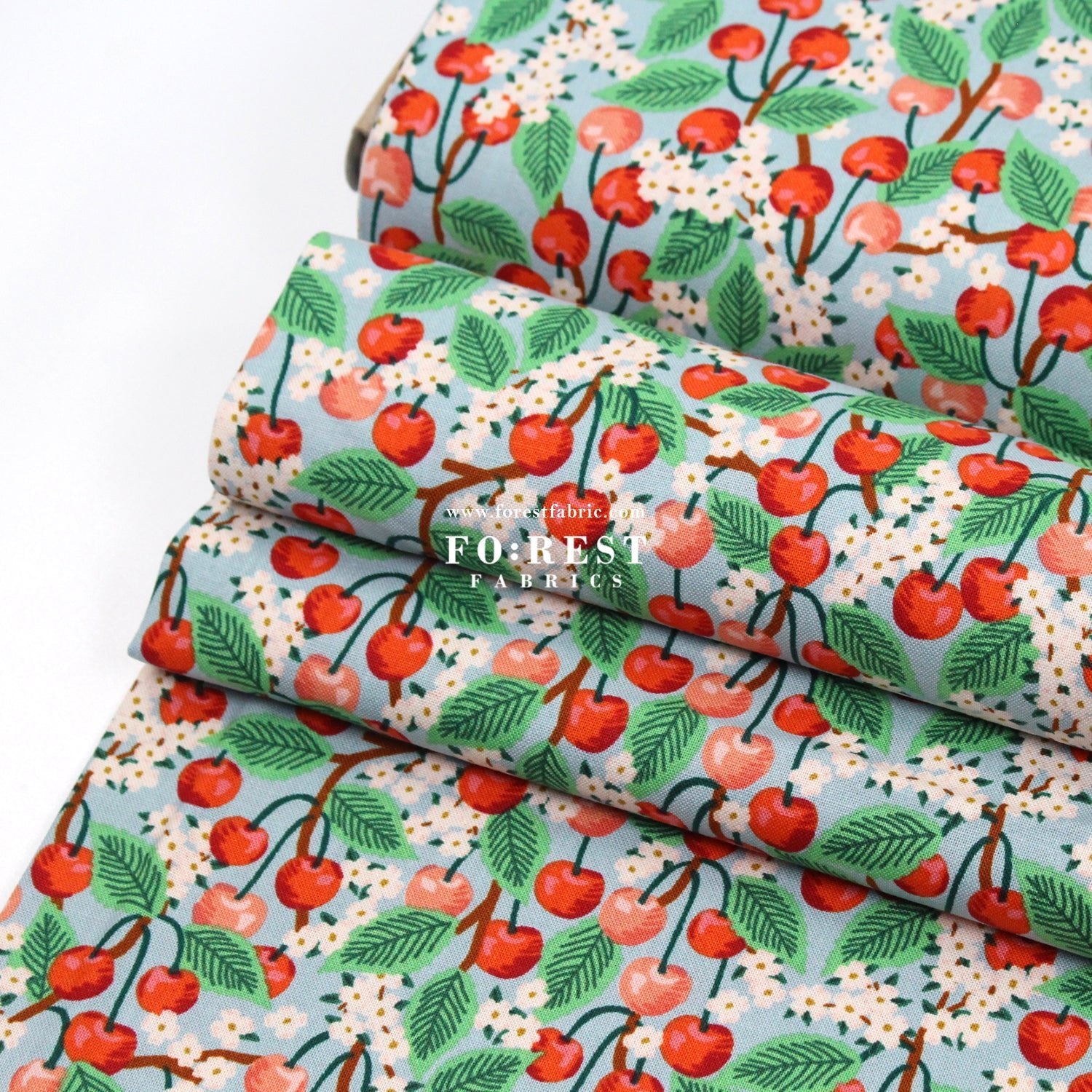 cotton - orchard Cherry Blossom - Light Blue fabric - FO:REST Fabric 布恩堂Liberty fabrictana lawnjapanese fabricykk zipper