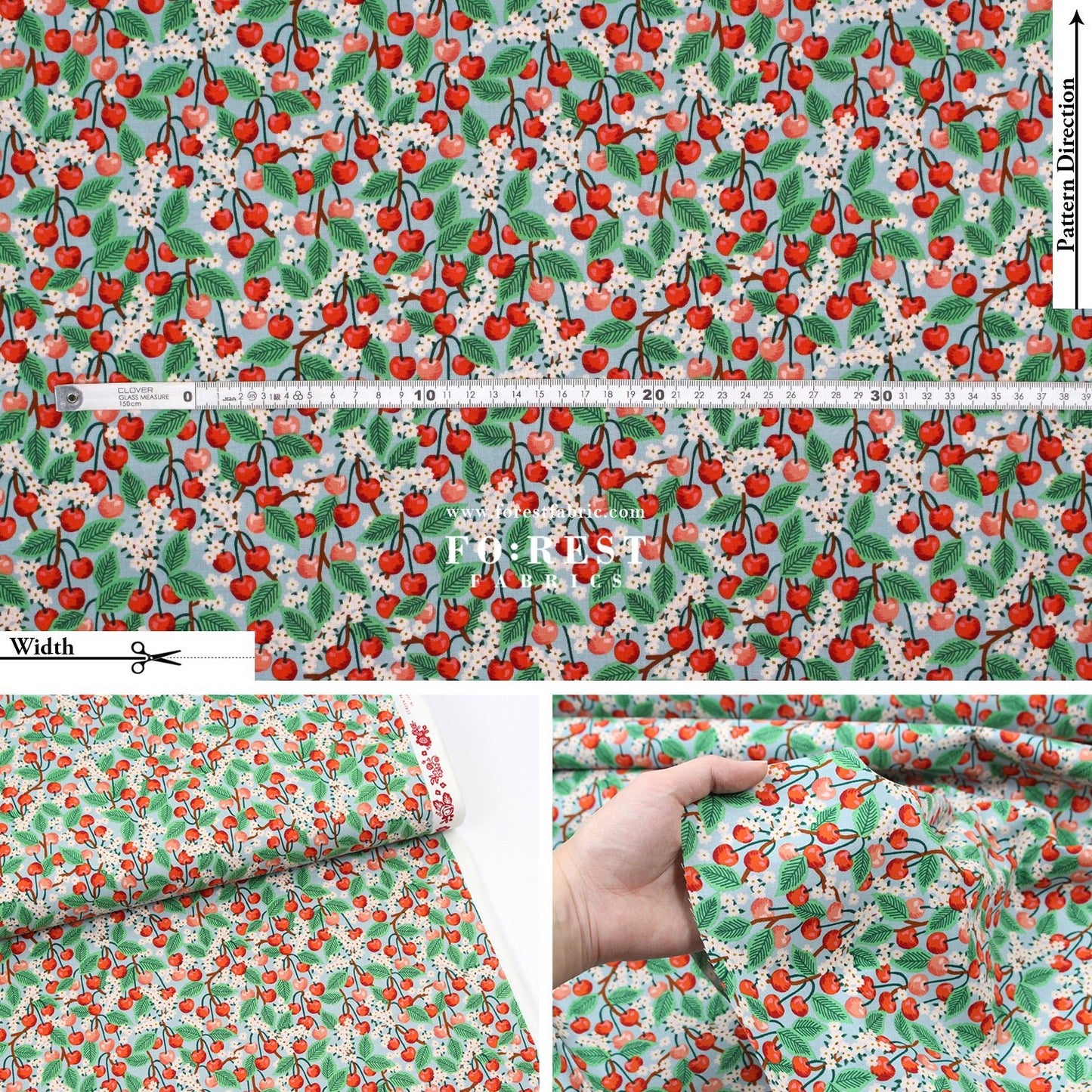 cotton - orchard Cherry Blossom - Light Blue fabric - FO:REST Fabric 布恩堂Liberty fabrictana lawnjapanese fabricykk zipper