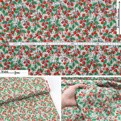 cotton - orchard Cherry Blossom - Light Blue fabric - FO:REST Fabric 布恩堂Liberty fabrictana lawnjapanese fabricykk zipper