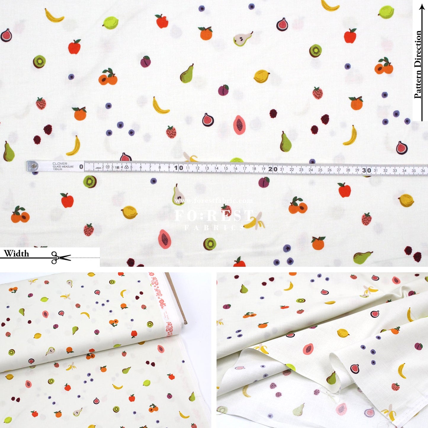cotton - orchard Fruit Orchard - Cream fabric - FO:REST Fabric 布恩堂Liberty fabrictana lawnjapanese fabricykk zipper
